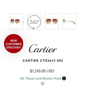 Cartier Gold and Brown Sunglasses